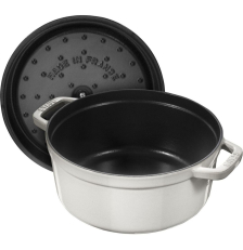 Cocotte ronde en fonte 28 cm Truffe blanche Staub
