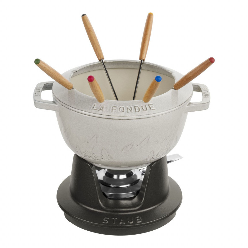 Service à Fondue blanche en Fonte 20cm - STAUB