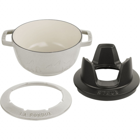 Service à Fondue blanche en Fonte 20cm - STAUB