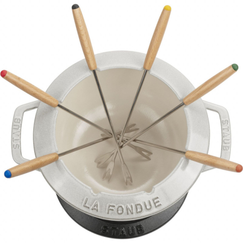 Service à Fondue blanche en Fonte 20cm - STAUB
