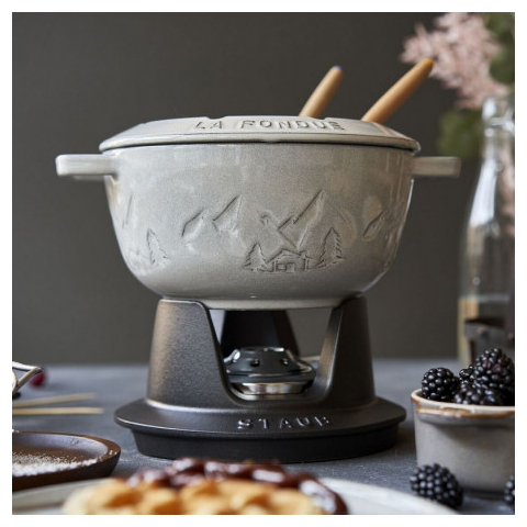 Service à Fondue blanche en Fonte 20cm - STAUB