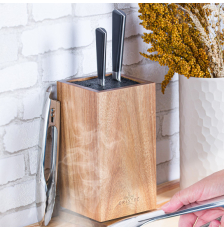Bloc Couteaux rotatif en bois d'acacia - Cristel