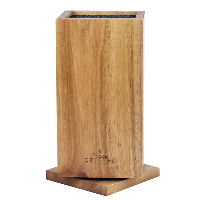Bloc Couteaux rotatif en bois d'acacia - Cristel
