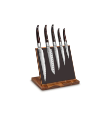 Bloc magnétique de 5 couteaux Lame Damas - Laguiole