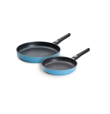 Set de Poêle Ecolours bleu 24 et 28 cm revêtement QXR - WOLL