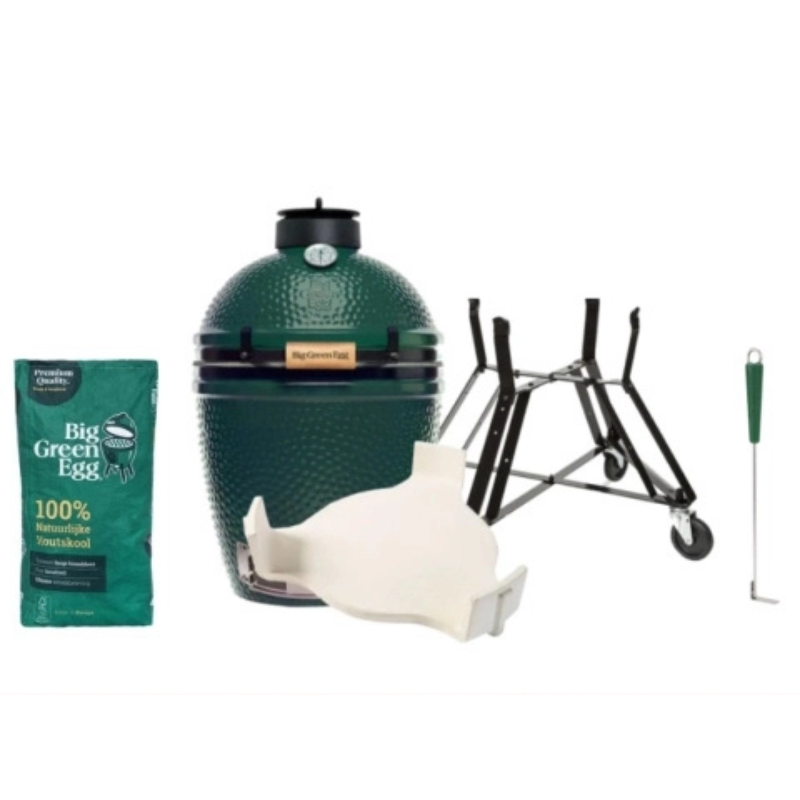 Pack Kamado Big Green Egg L avec panier conveggtor, racloir, sach de charbon et allume feu