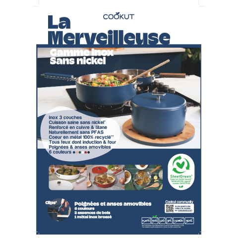 La Merveilleuse poêle en acier inox amovible, blanche 24cm – Cookut