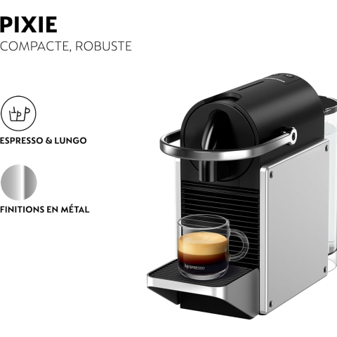 De'Longhi Nespresso Pixie EN127.S - Machine à café à capsules, aluminium et plastique, Silver, 1 L