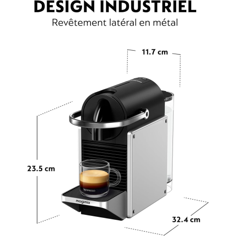 De'Longhi Nespresso Pixie EN127.S - Machine à café à capsules, aluminium et plastique, Silver, 1 L
