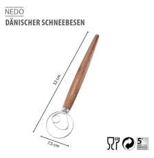Fouet danois inox et noyer, argent/marron — 32 cm GEFU