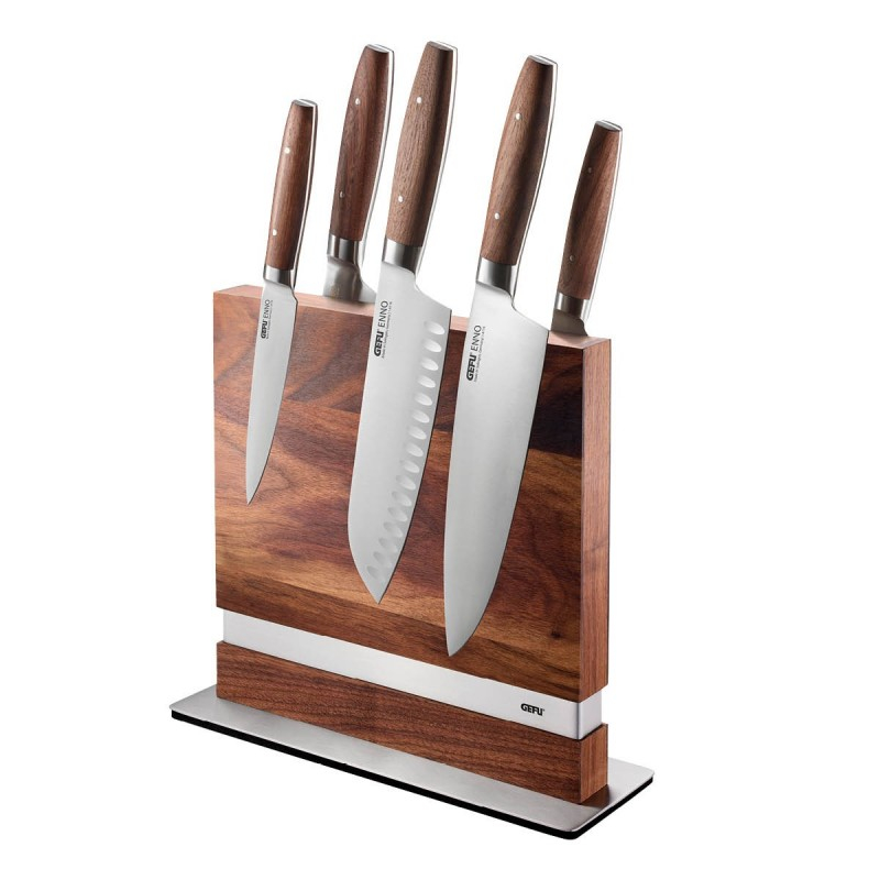Bloc de couteaux magnétique noyer et inox, argent/marron - GEFU