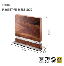 Bloc de couteaux magnétique noyer et inox, argent/marron - GEFU