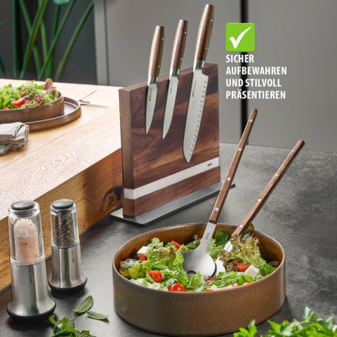 Bloc de couteaux magnétique noyer et inox, argent/marron - GEFU