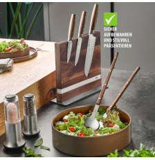 Bloc de couteaux magnétique noyer et inox, argent/marron - GEFU
