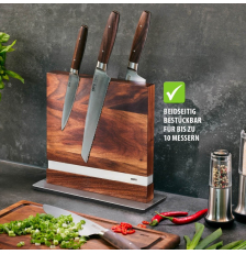 Bloc de couteaux magnétique noyer et inox, argent/marron - GEFU