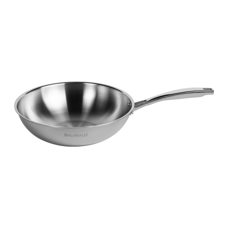 Poêle wok en inox argent 30 cm Triply Pro - Baumalu