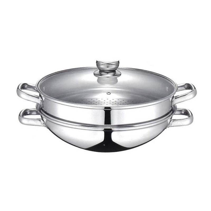 Wok 32cm 2-en-1 acier inoxydable - Baumalu