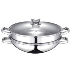 Wok 32cm 2-en-1 acier inoxydable - Baumalu