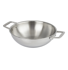Wok inox 18/10 Castel'Pro 2 anses argent 28 cm 4,1 L – Cristel