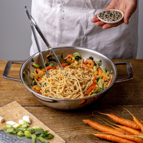 Wok inox 18/10 Castel'Pro 2 anses argent 28 cm 4,1 L – Cristel