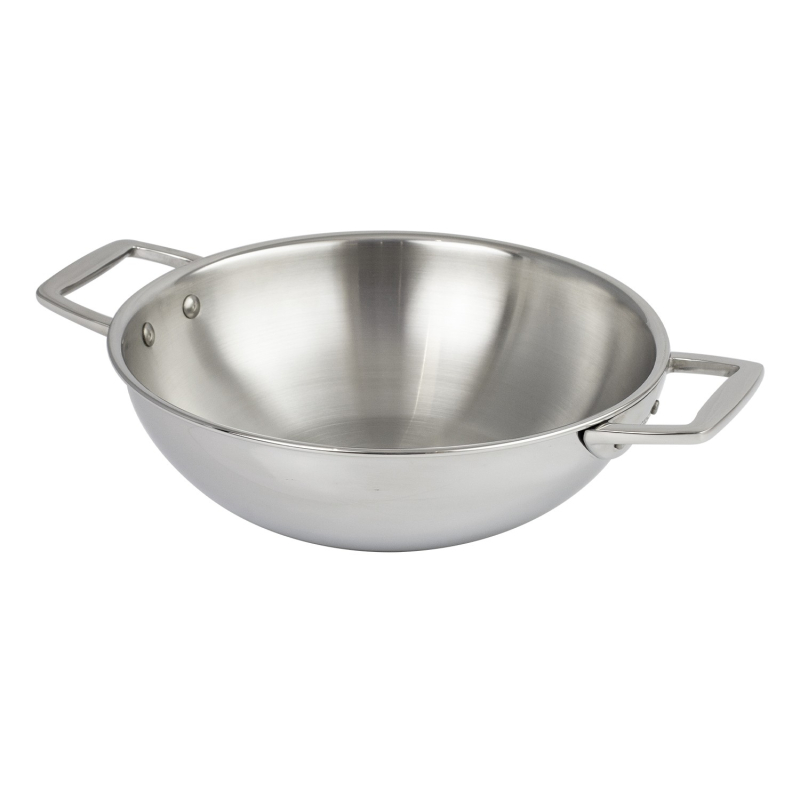 Wok inox 18/10 Castel'Pro 2 anses argent 38 cm 8,2 L – Cristel