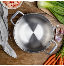 Wok inox 18/10 Castel'Pro 2 anses argent 32 cm 6,4 L – Cristel