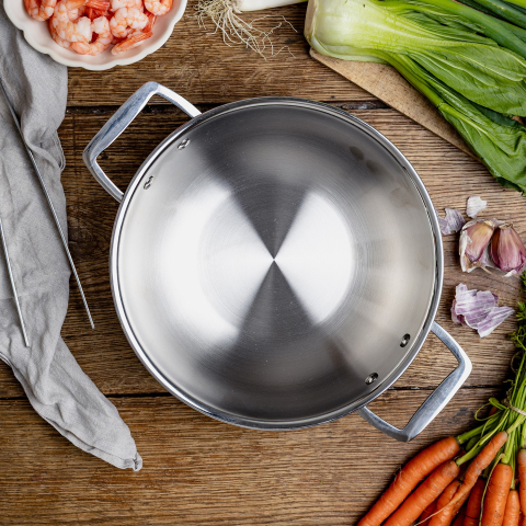 Wok inox 18/10 Castel'Pro 2 anses argent 38 cm 8,2 L – Cristel