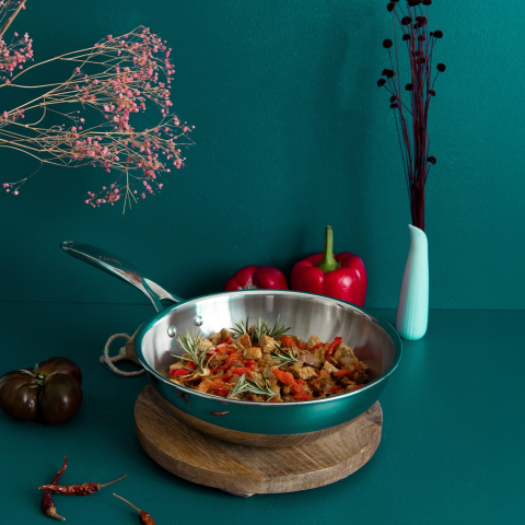 Wok inox 18/10 Castel'Pro 28cm poignée rivetée – Cristel