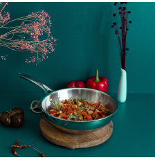 Wok inox 18/10 Castel'Pro 28cm poignée rivetée – Cristel