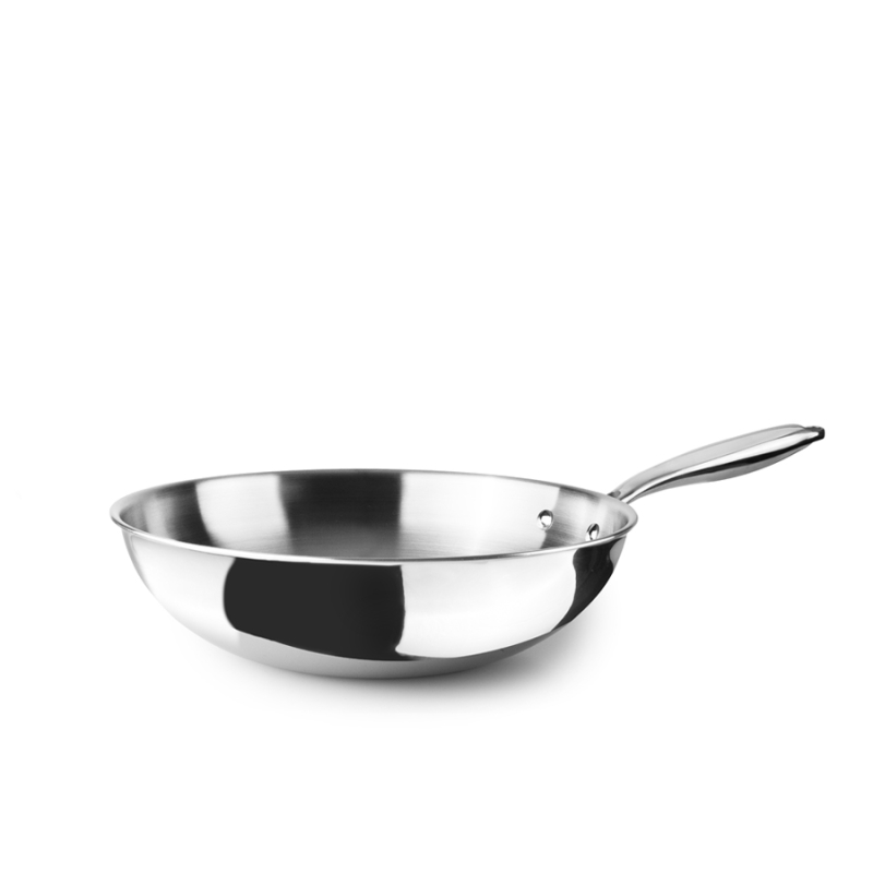Wok triply natural 30cm en acier inoxydable - IBILI