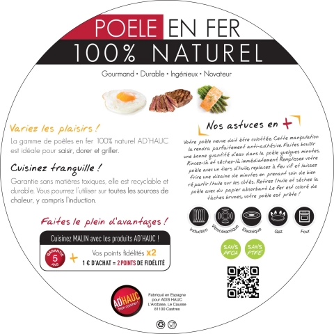 Poêle profonde en acier 24 cm - AD'HAUC