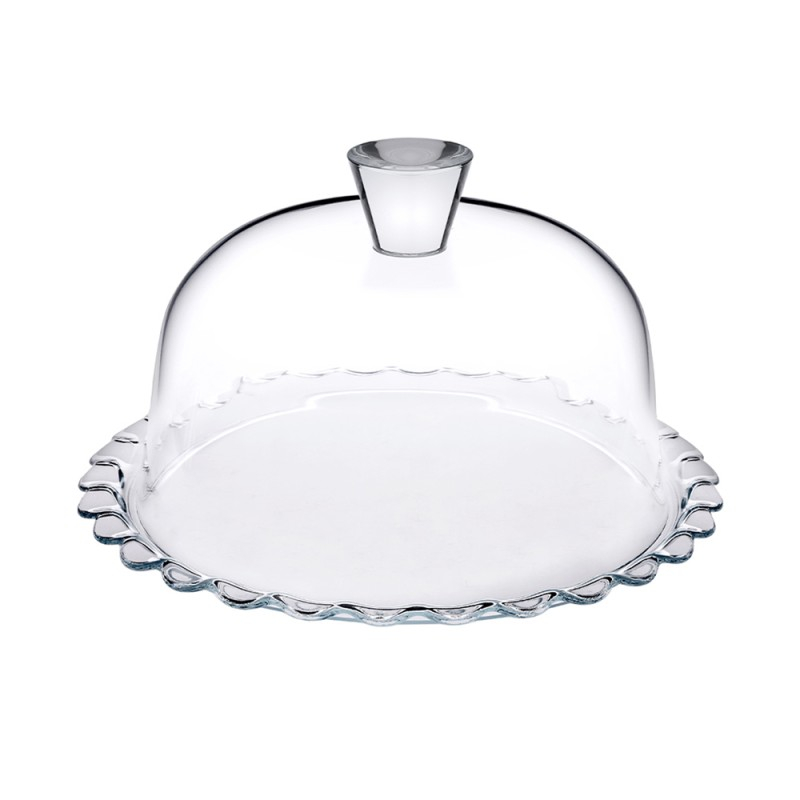 Plat à pâtisserie en verre transparent Ø26 cm (lot de 2)