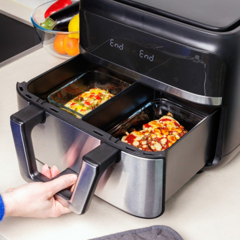 Plat carré Airfryer 25×22×7 cm, verre borosilicate, transparent - PYREX