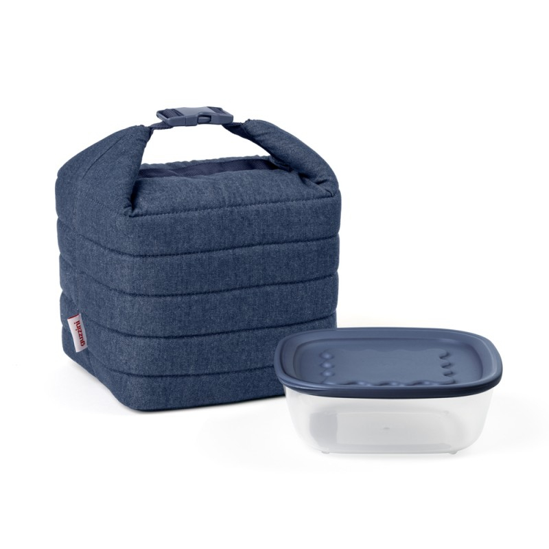 Sac isotherme tissu bleu Handy Jeans avec boîte micro-ondes - Guzzini