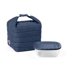 Sac isotherme tissu bleu Handy Jeans avec boîte micro-ondes - Guzzini