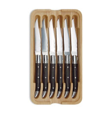 Coffret 6 couteaux à steak Laguiole Tradition Bois Noir - Coutellerie Tarrerias-Bonjean