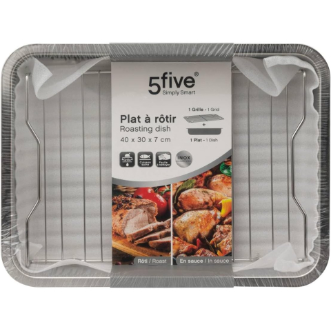 Plat à rôtisserie 30 x 40 cm en inox - 5Five
