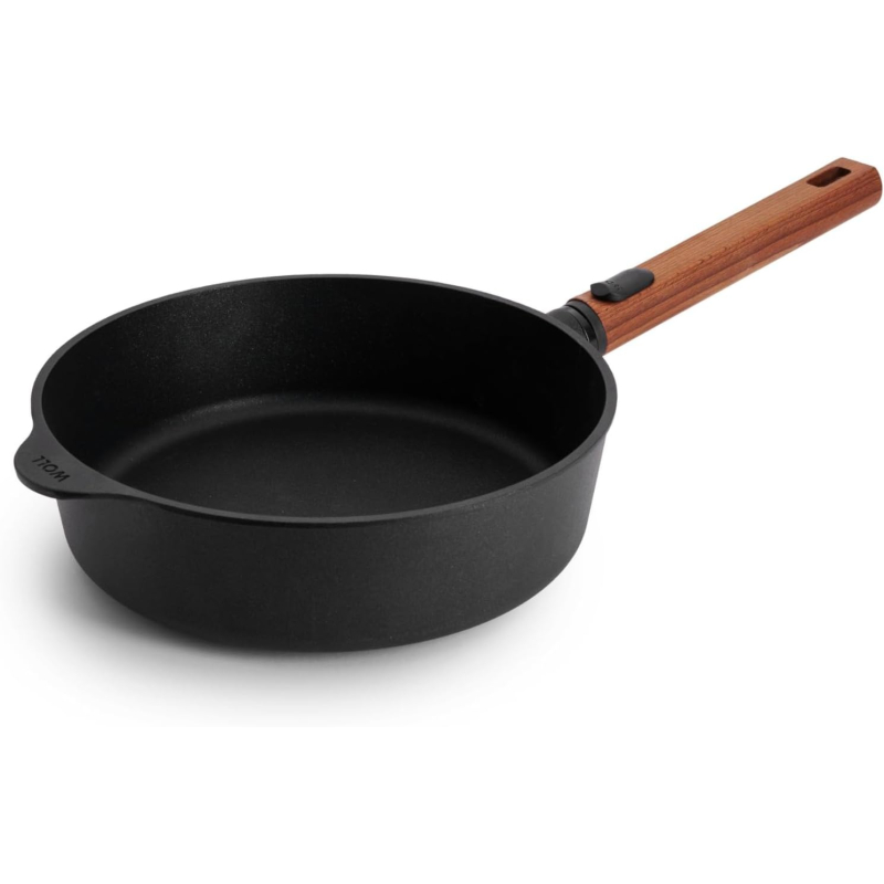 Poêle en fonte Eco Logic QXR 28 cm sans PFAS avec manche en bois amovible - Woll