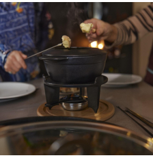 Service à fondue en fonte émaillée 6 personnes D16.5 noir - Baumalu