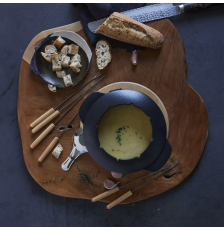 Service à fondue en fonte émaillée 6 personnes D16.5 noir - Baumalu