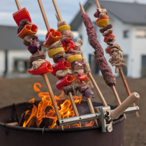 Ensemble ASADO 3 brochettes et supports - OYAT
