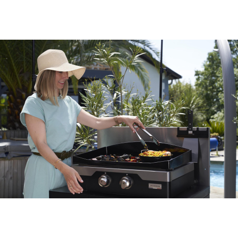 Pack Plancha Allure Duo 600 gaz + desserte + capot + housse - Le Marquier