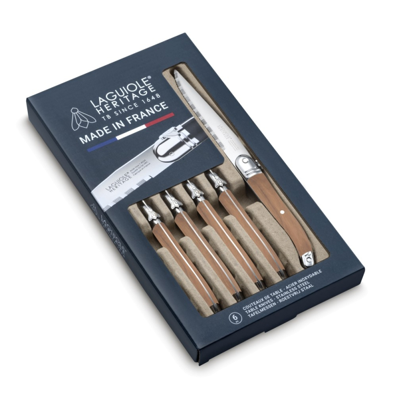 Laguiole Heritage Couteaux à steak bois de frêne x6 - TB Groupe