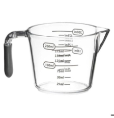 Verre doseur gradué 200ml avec poignée - 5five