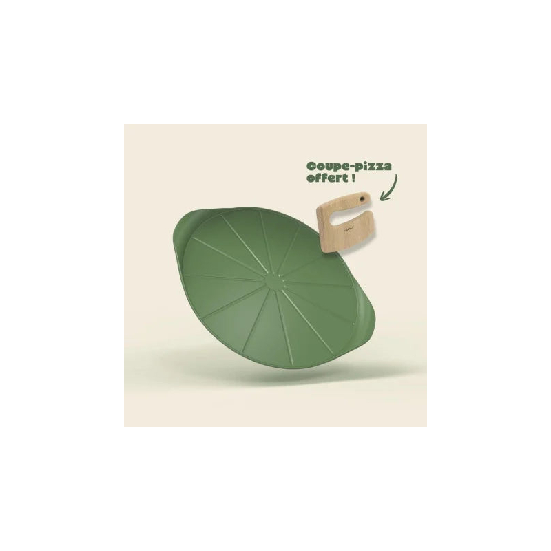 Le Formidable Plat à Pizza avec Couteau - Vert Fougère - Cookut