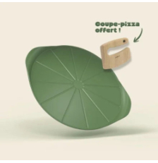 Le Formidable Plat à Pizza avec Couteau - Vert Fougère - Cookut