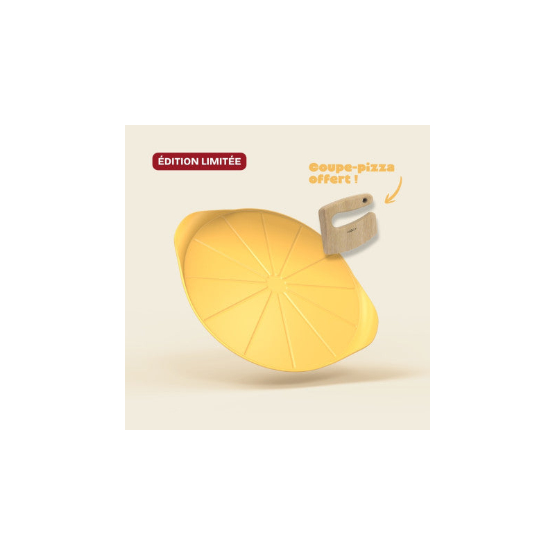 Le Formidable plat à pizza jaune avec couteau - Cookut